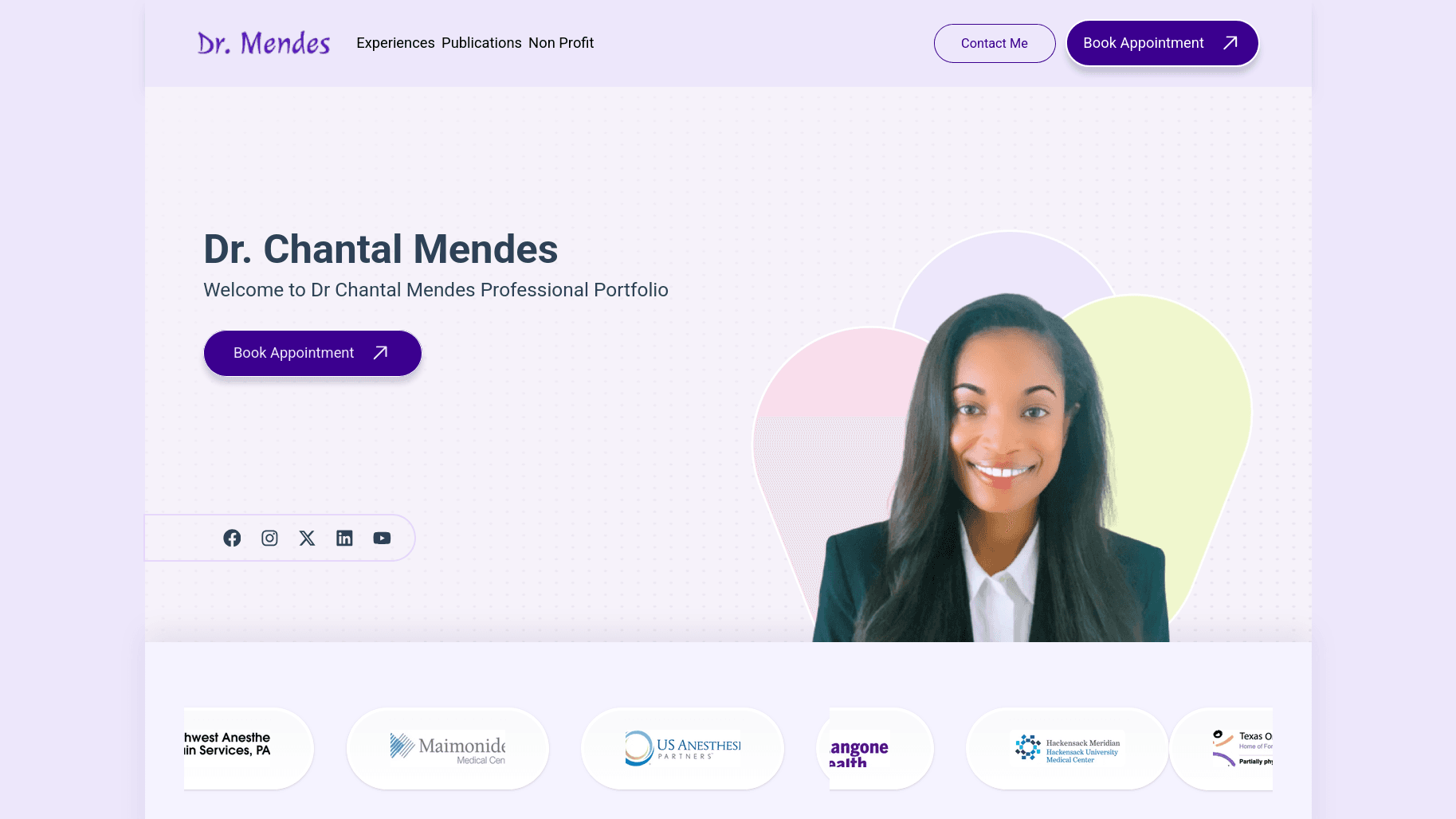 Dr. Chantal Mendes Portfolio screenshot